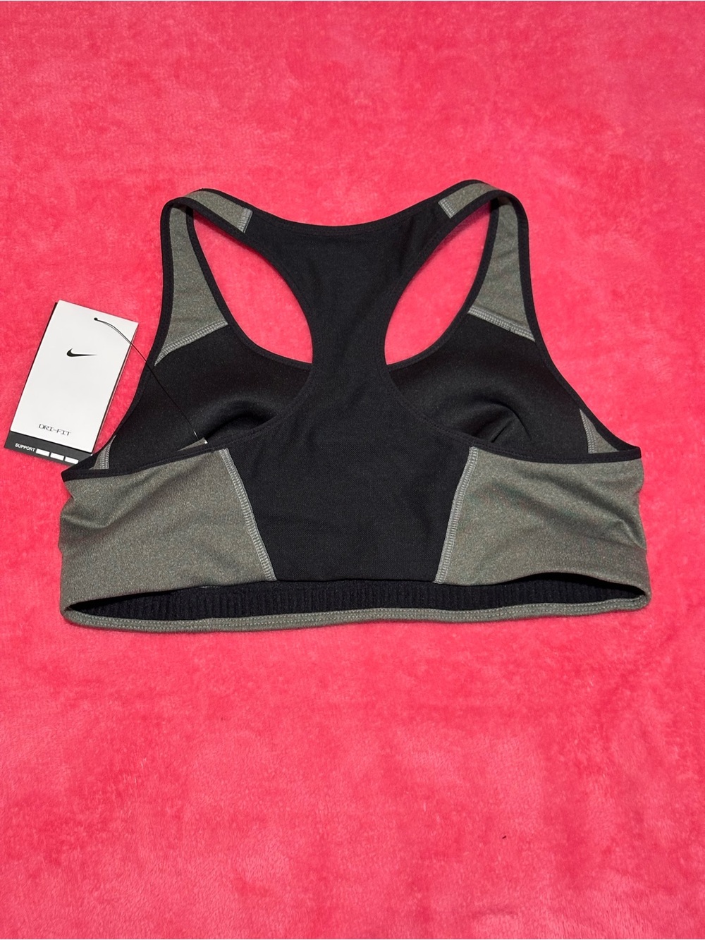 MSRP $42 NEW Nike Grey Racerback Sports Bra with White Swoosh - Picture 3 of 4